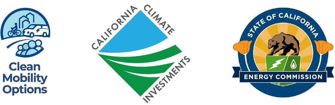Combined logos of Clean Mobility Opitions, California Climate Investments & state Energy Commission.